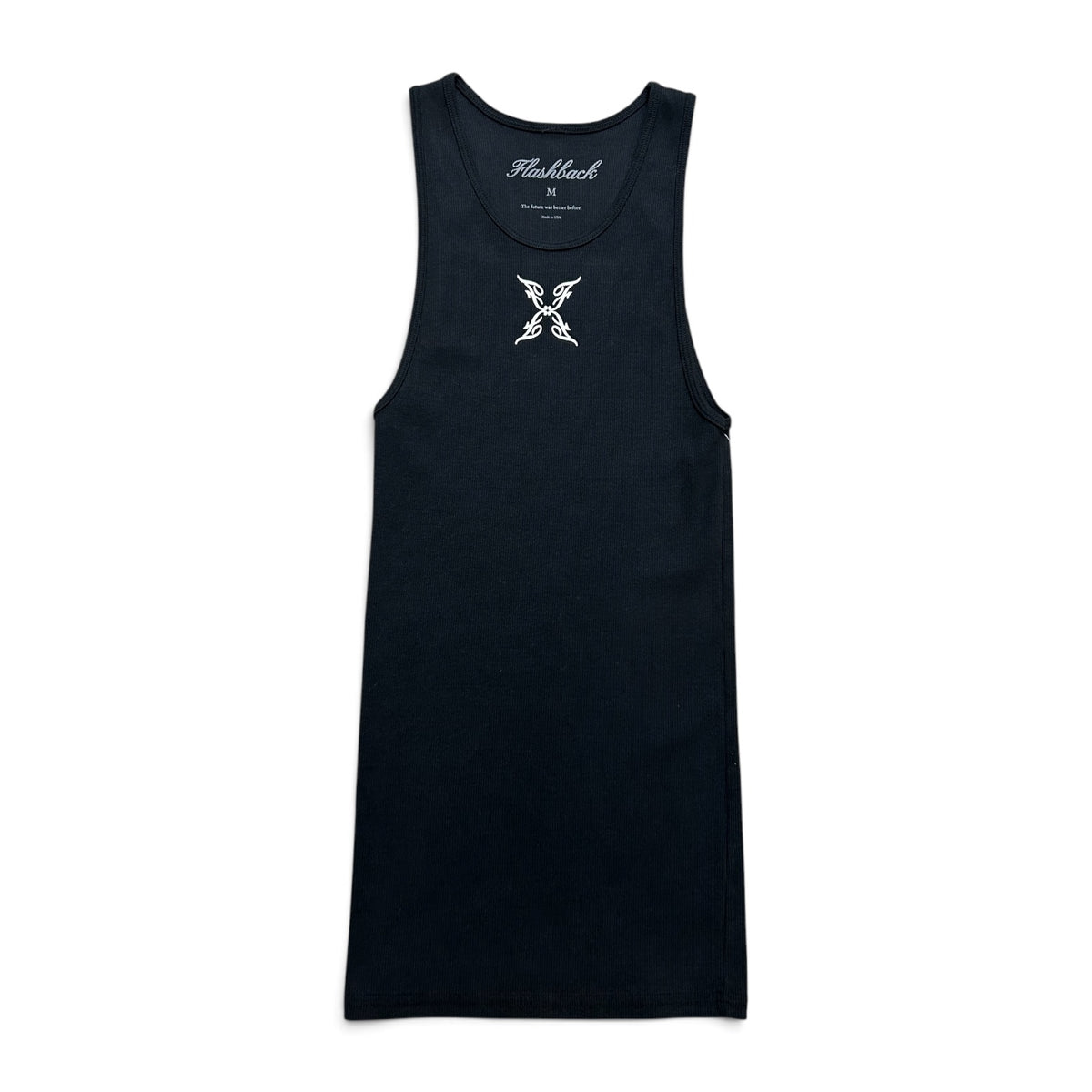 CENTER LOGO FITTED TANK TOP - BLACK