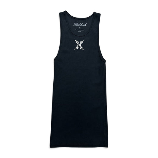 CENTER LOGO FITTED TANK TOP - BLACK