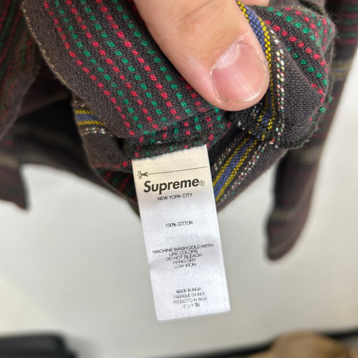 BROWN SUPREME WOVEN STRIPE SHIRT