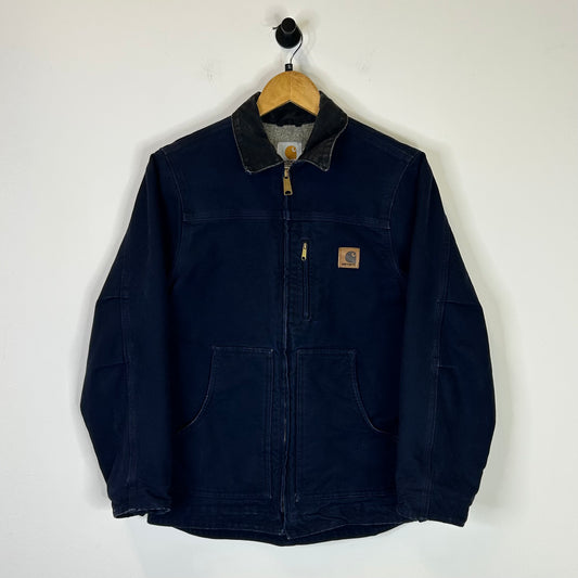 CARHARTT DARK NAVY LEATHER PATCH JACKET