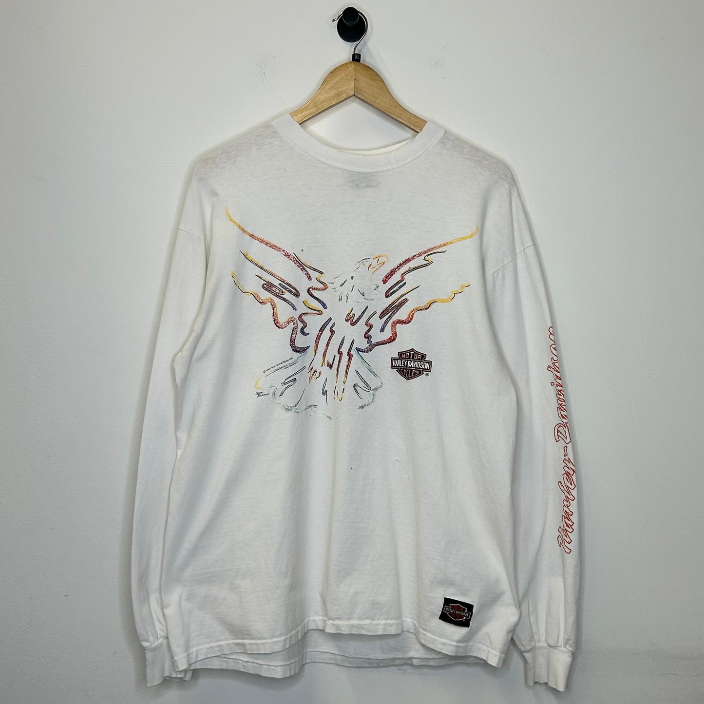 1991 HARLEY DAVIDSON EAGLE LONGSLEEVE WHITE TEE