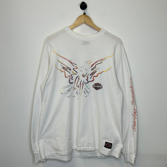 1991 HARLEY DAVIDSON EAGLE LONGSLEEVE WHITE TEE