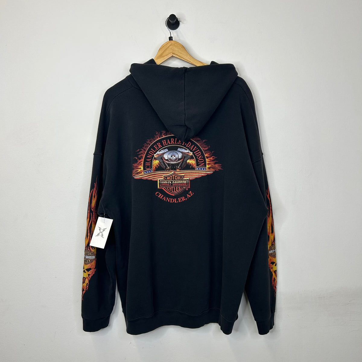 HARLEY DAVIDSON FLAME SLEEVE BLACK HOODIE