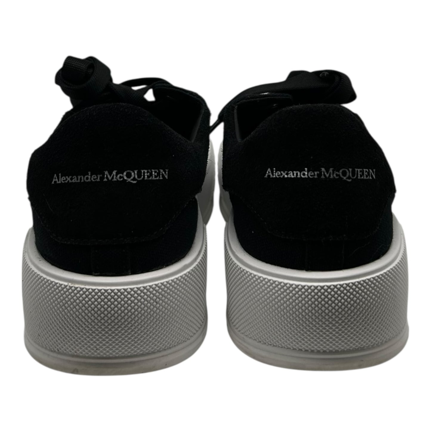 PREOWNED ALEXANDER MCQUEEN DECK PLIMSOLL BLACK AND WHITE