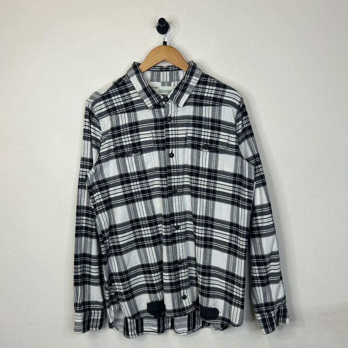 OFF-WHITE BLACK AND WHITE FLANNEL SHIRT SIZE L