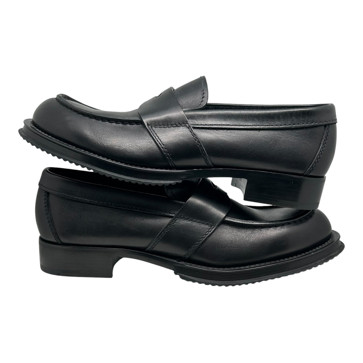 PREOWNED PRADA PLATFORM BLACK LEATHER