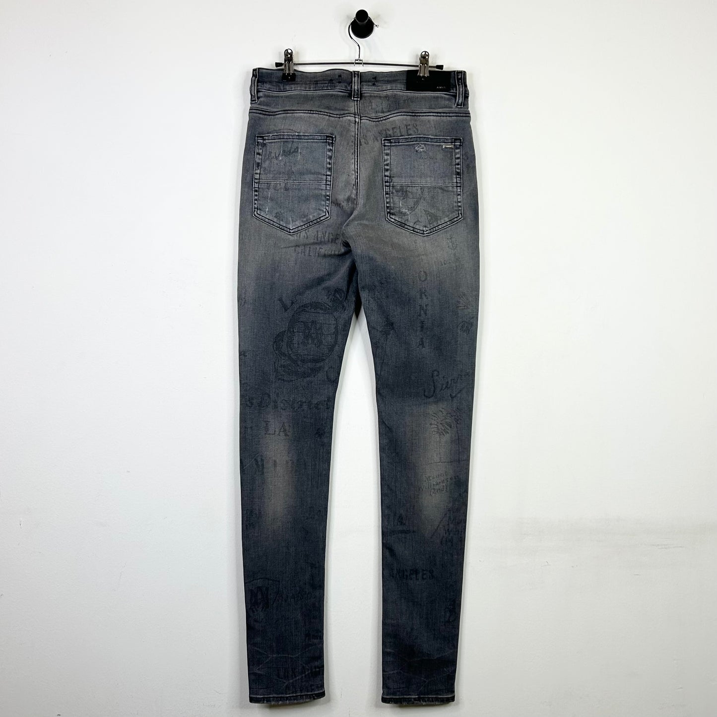 AMIRI LOS ANGELES PRINT GREY DENIM