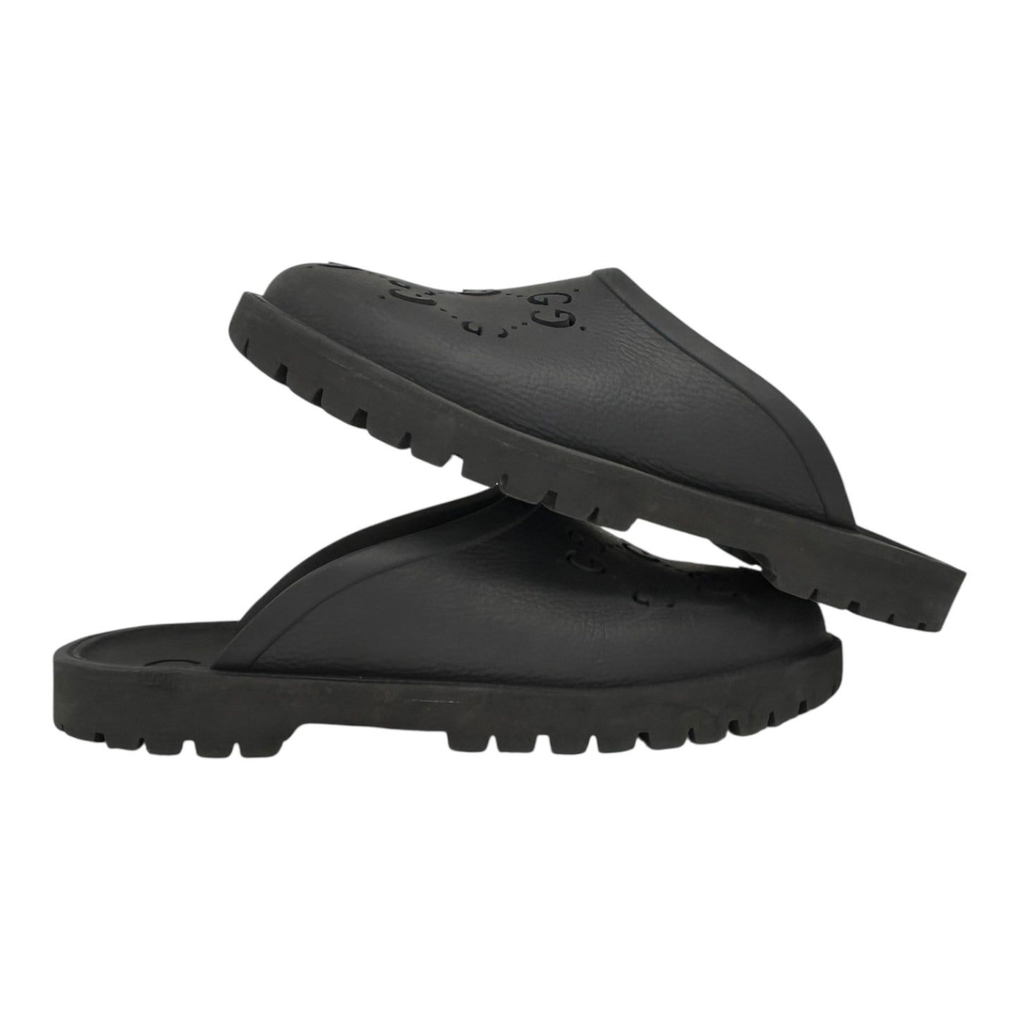 GUCCI BLACK PERFORATED RUBBER SANDAL