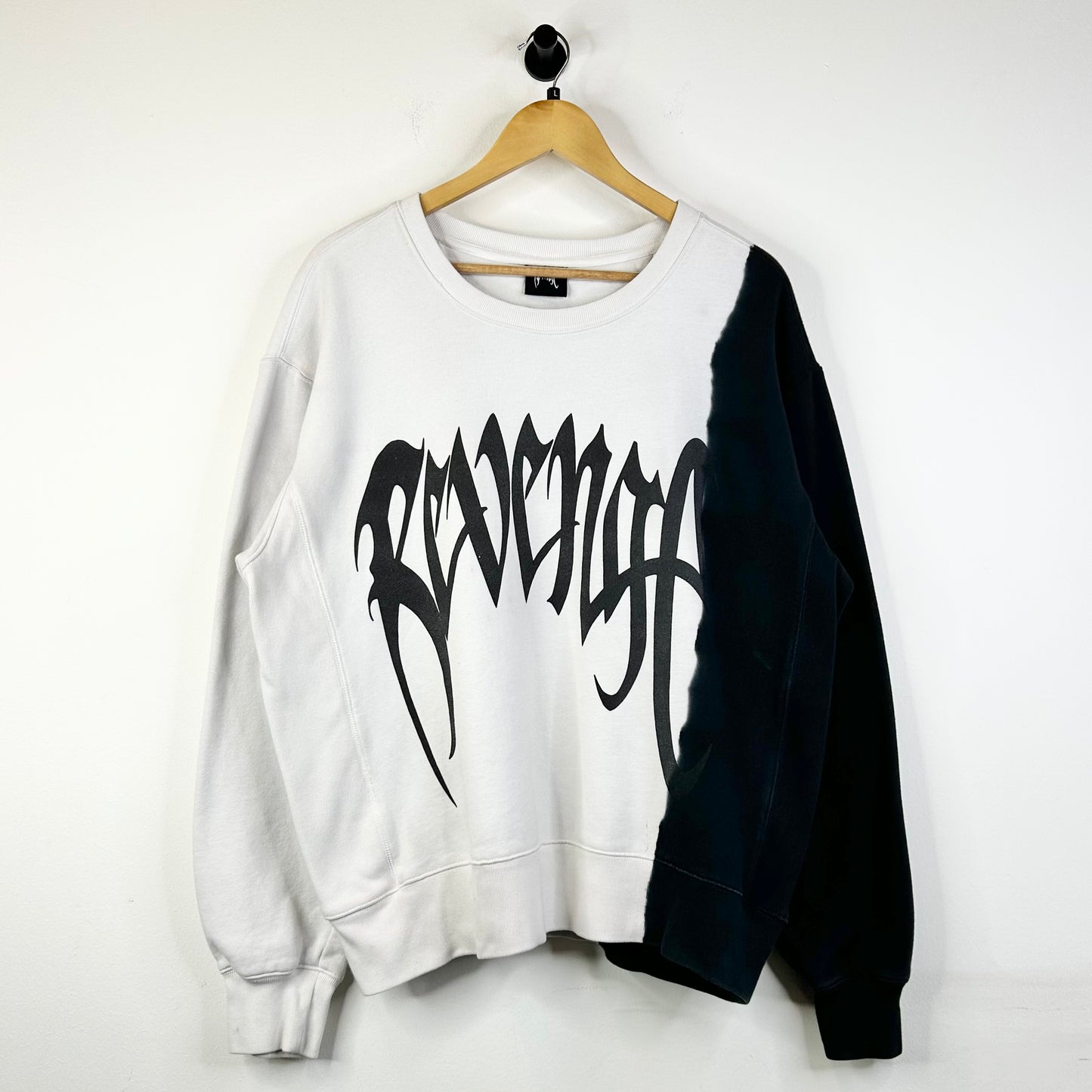 REVENGE WHITE BLACK SPLIT CREWNECK
