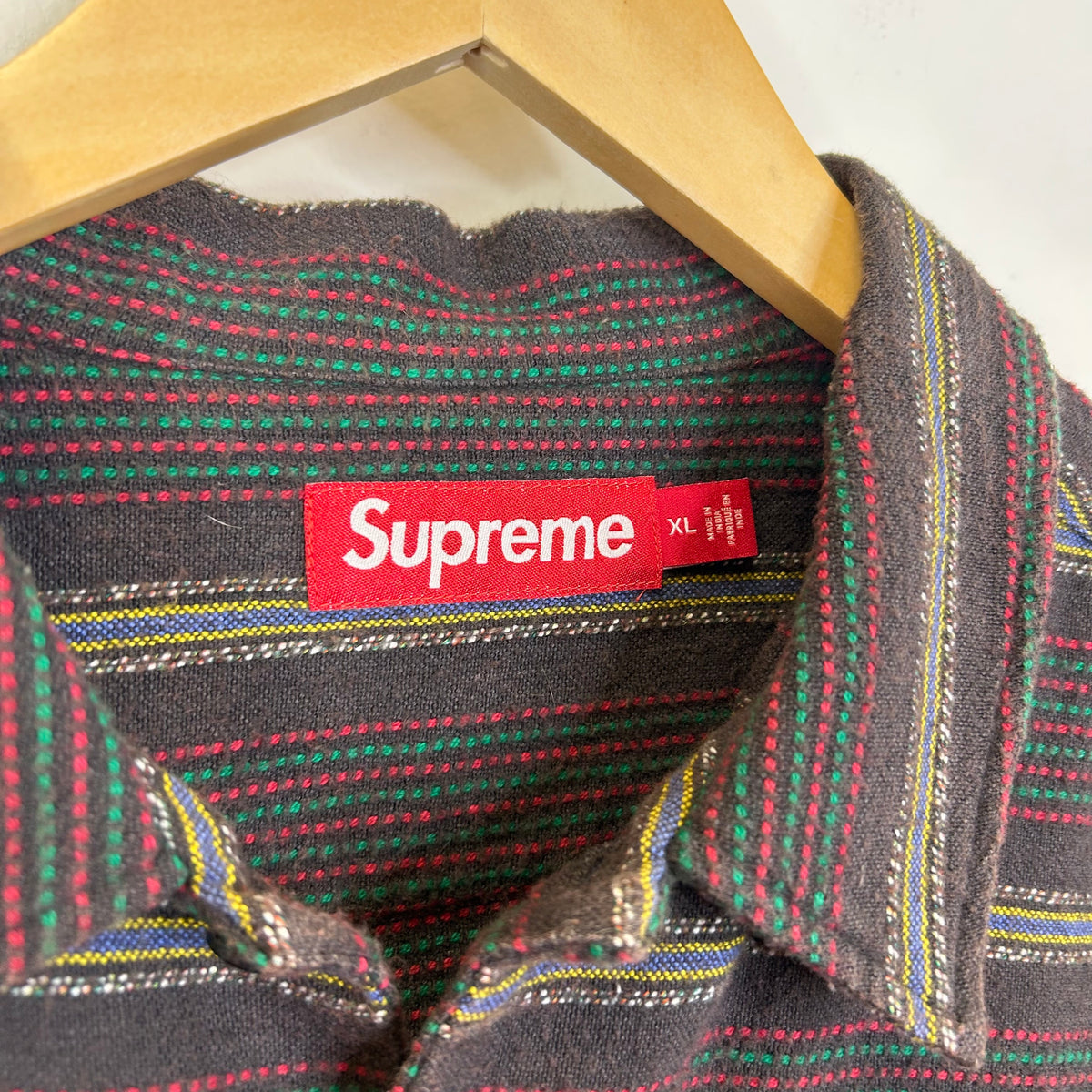BROWN SUPREME WOVEN STRIPE SHIRT