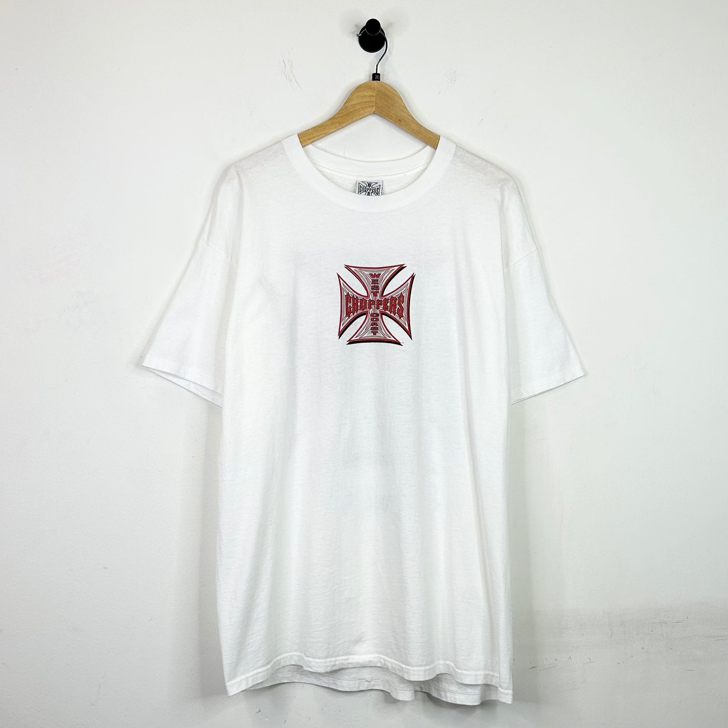 WEST COAST CHOPPERS SILVER STREAK AND RED LOGO TEE
