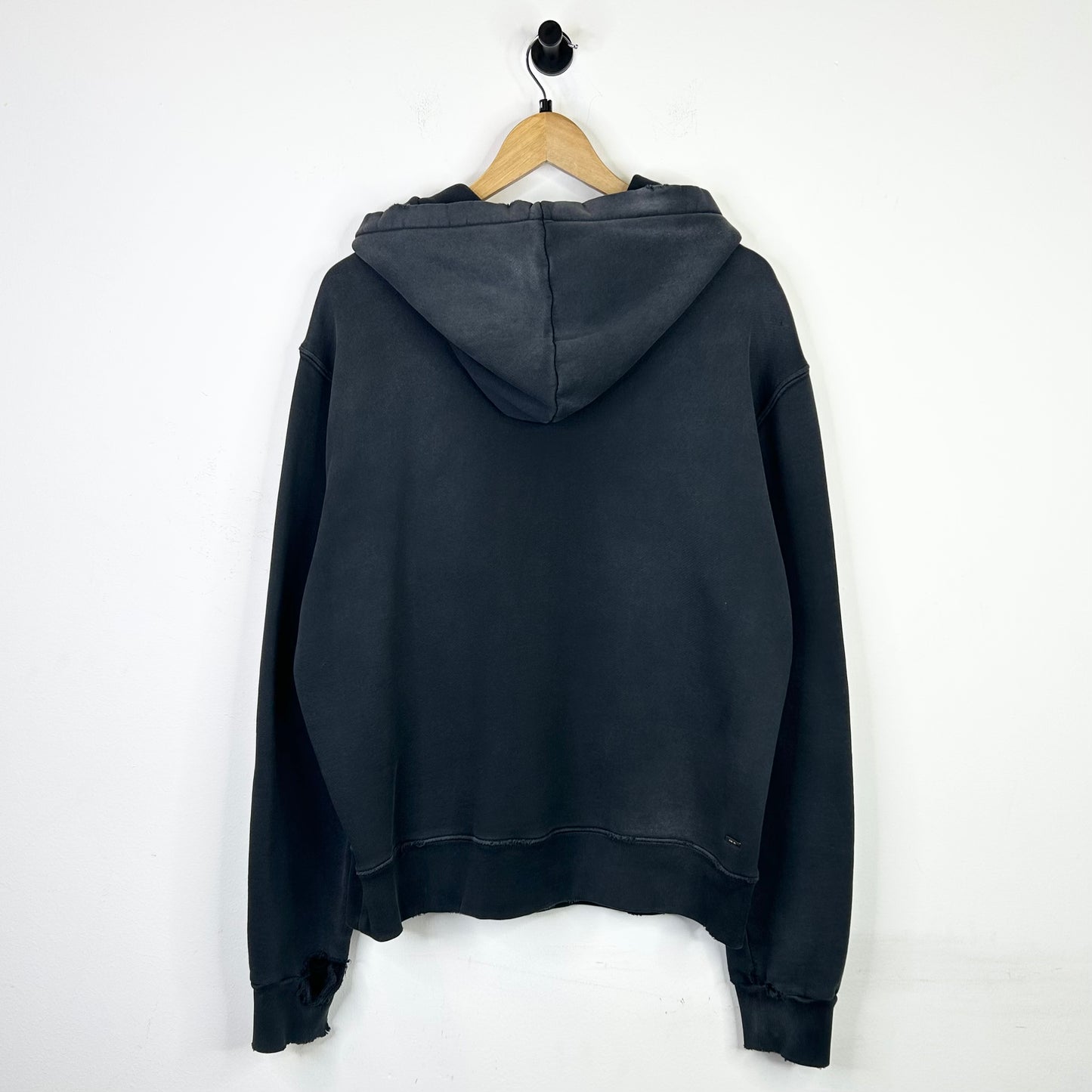 AMIRI DISTRESSED BLACK LOGO HOODIE