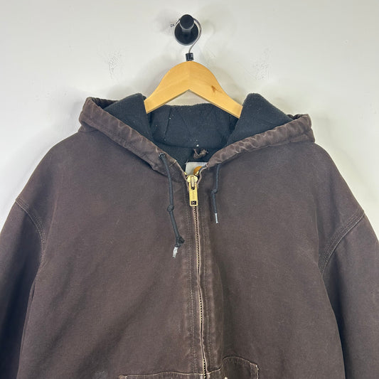 CARHARTT HOODED JACKET CHOC BROWN