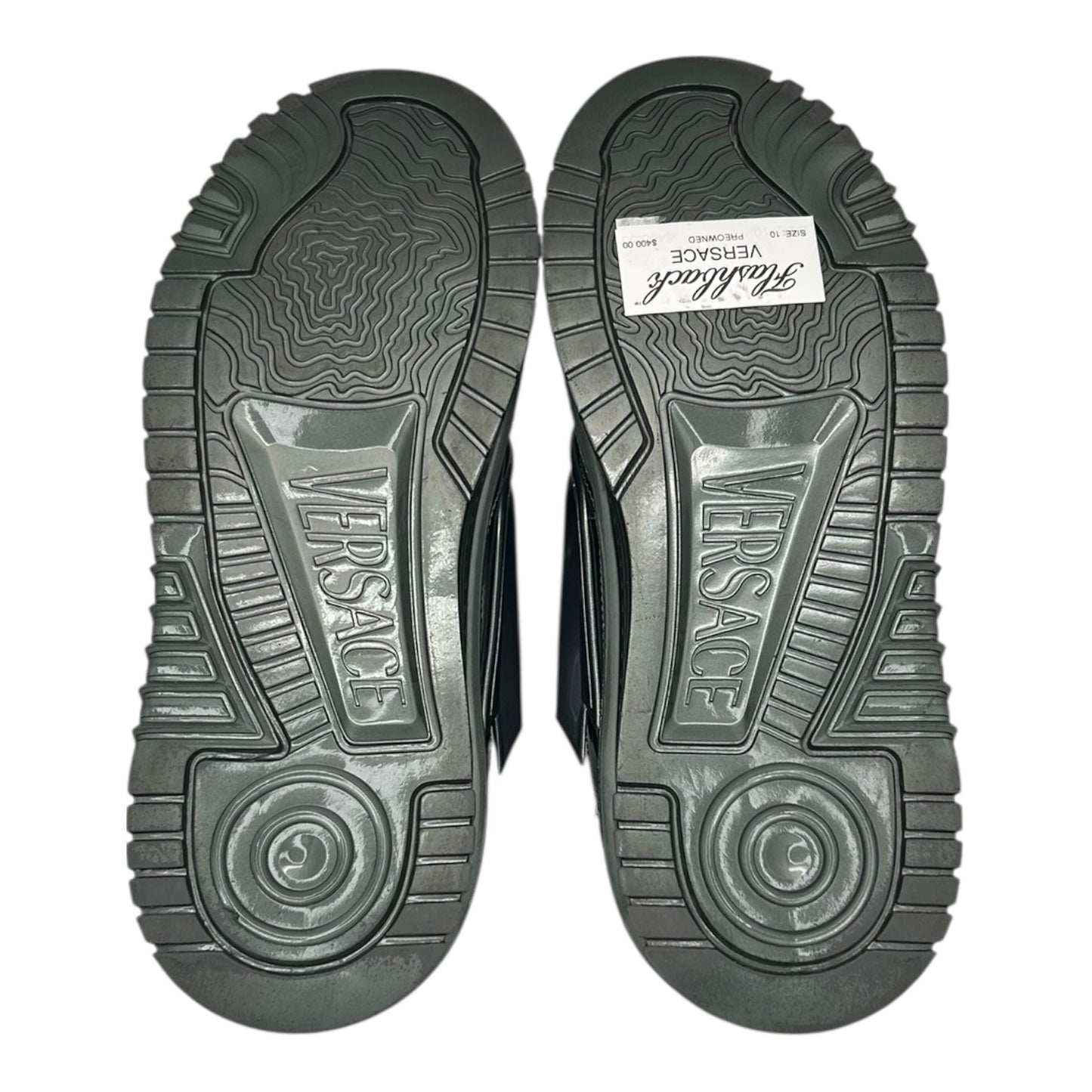 PREOWNED VERSACE ODISSEA GUNMETAL SNEAKER
