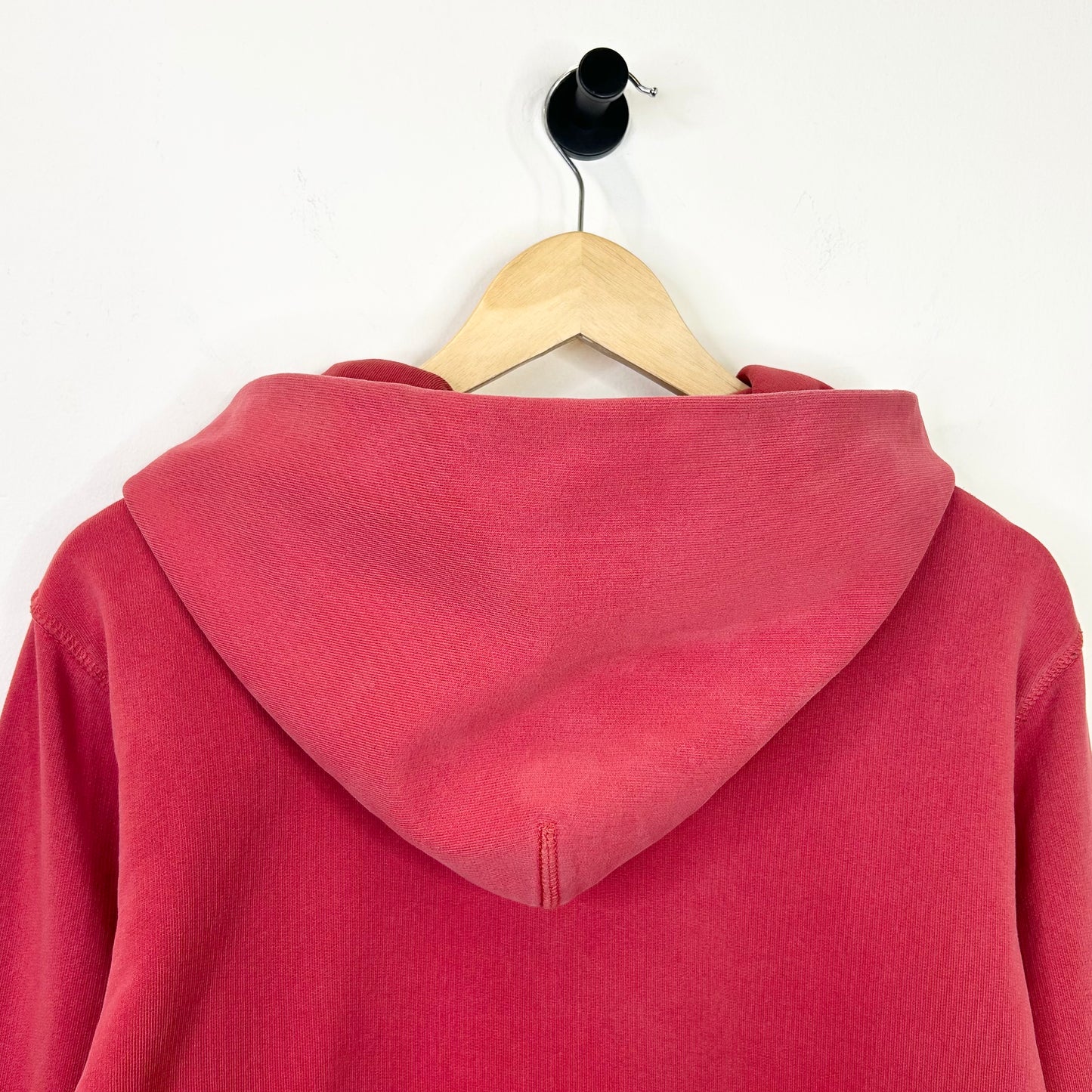 HELMUT LANG EMBROIDERED LOGO RED HOODIE