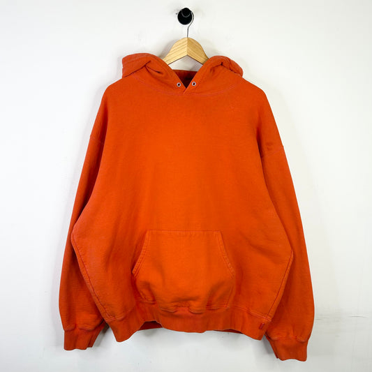SUPREME ORANGE SATIN APPLIQUE HOODIE