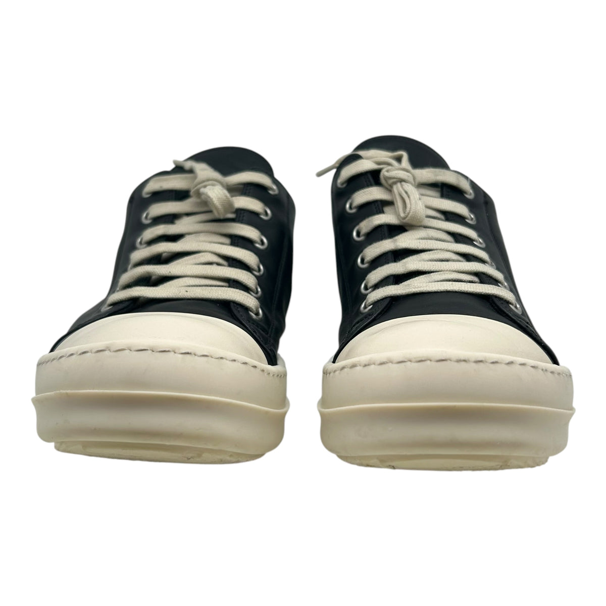 PREOWNED RICK OWENS RAMONE LOW BLACK MILK SZ 41