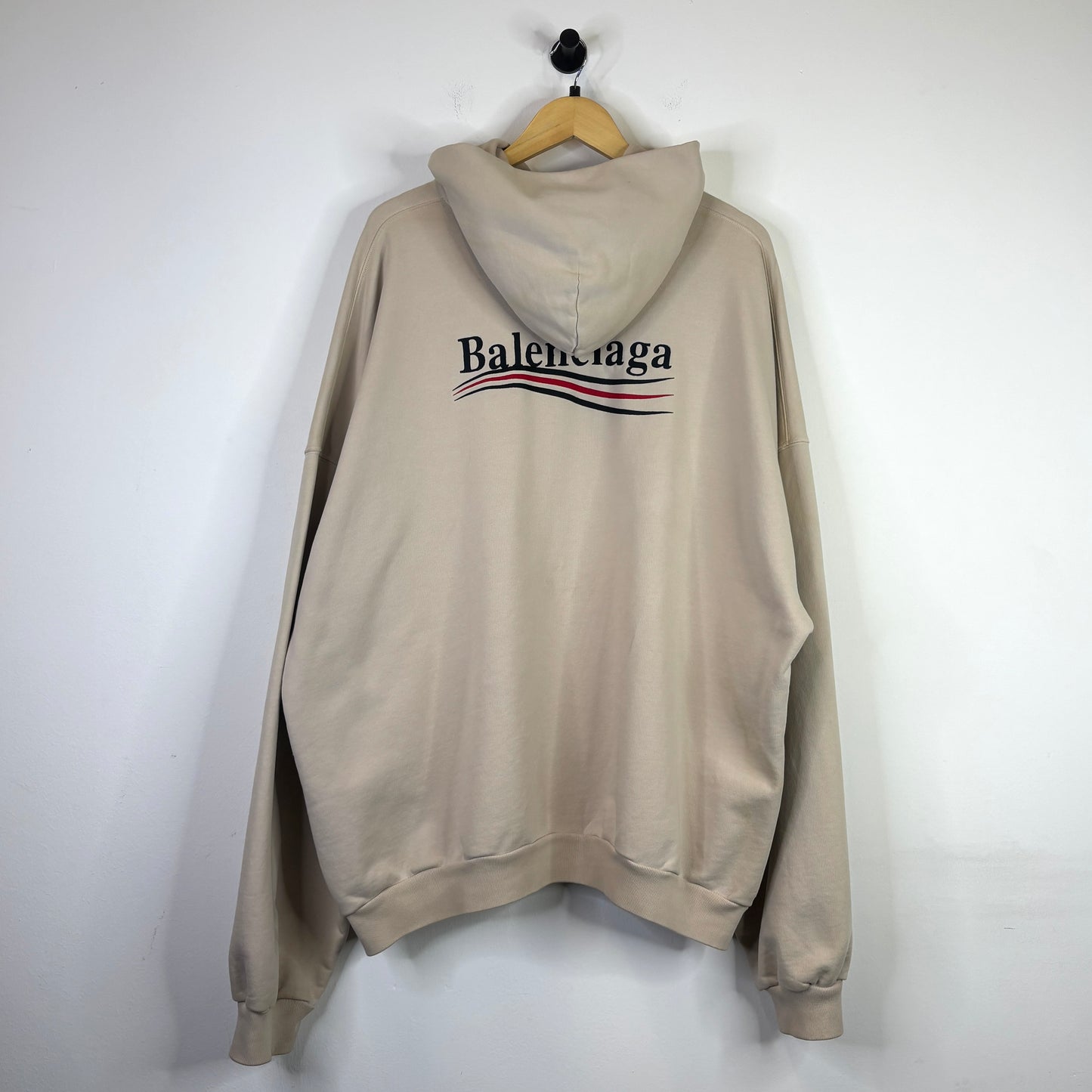 BALENCIAGA LIGHT BEIGE POLITICAL CAMPAIGN HOODIE