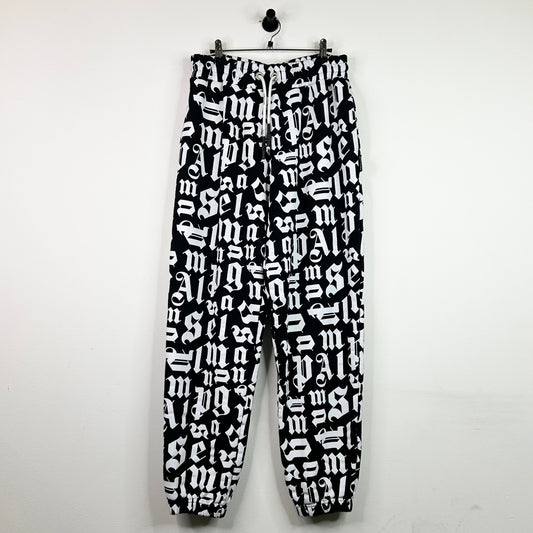 PALM ANGELS AOP SCRIPT BLACK WHITE SWEATPANTS