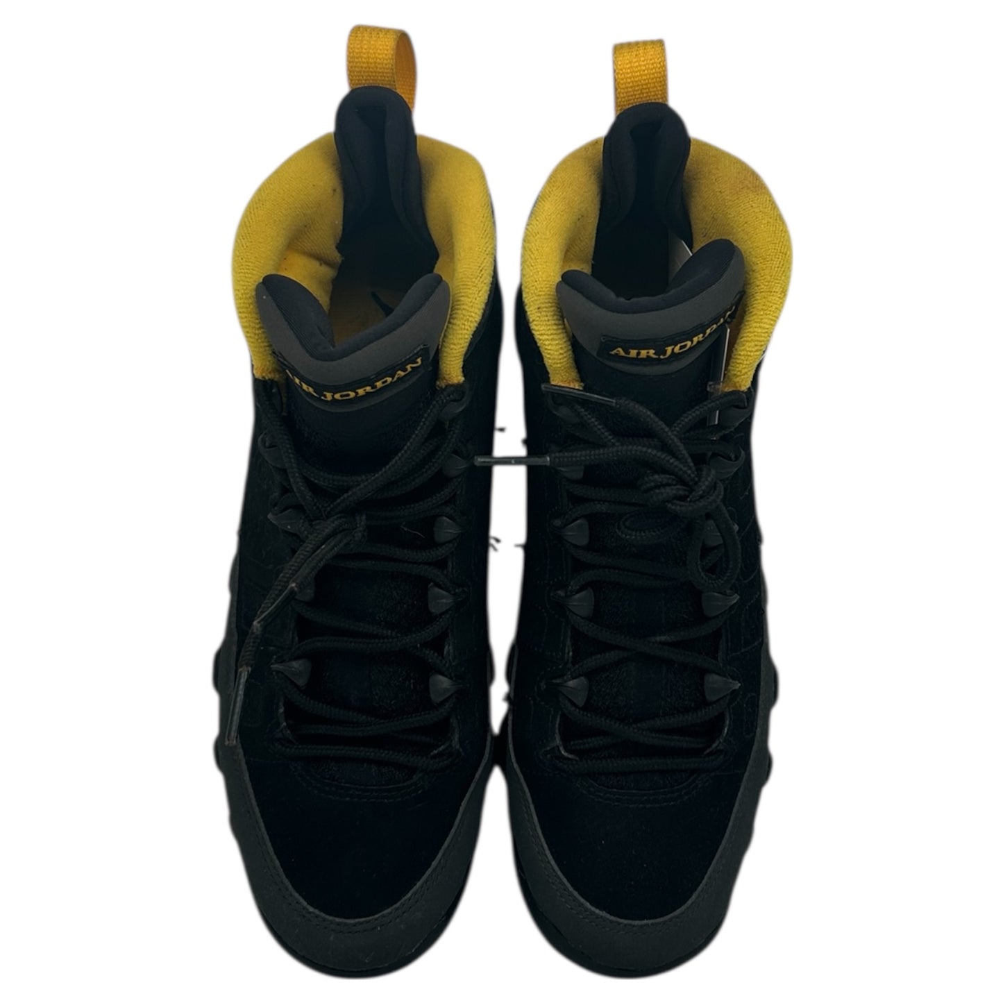 PREOWNED JORDAN 9 CHARCOAL UNIVERSITY GOLD SIZE 7Y