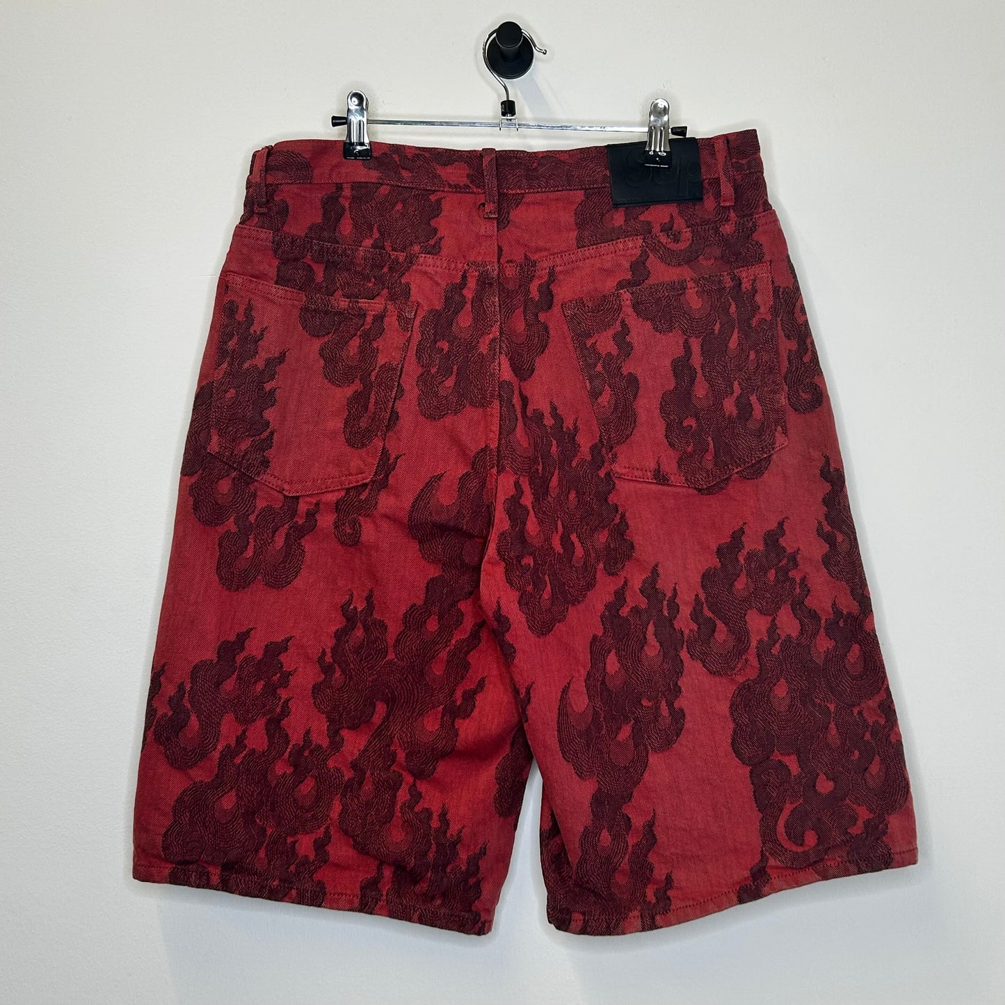 SUPREME FLAMES JACQUARD BAGGY DENIM SHORTS