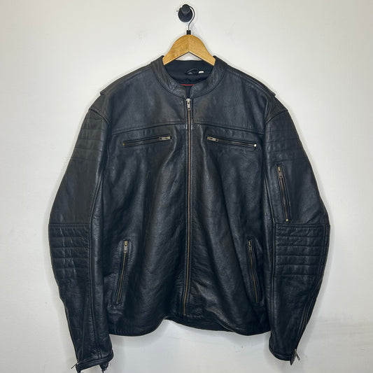 BLACK LEATHER MOTORCYCLE JACKET