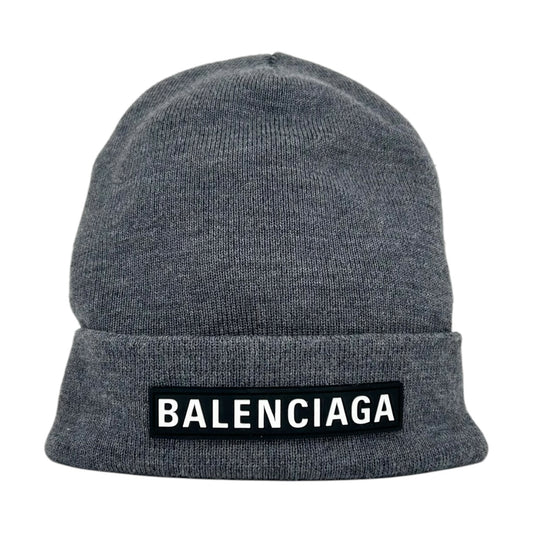 BALENCIAGA GREY LOGO BEANIE