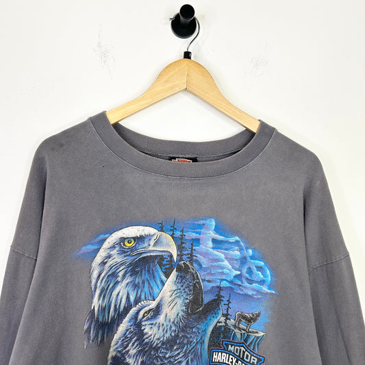 HARLEY DAVIDSON PROUD & FEARLESS GREY LONG SLEEVE