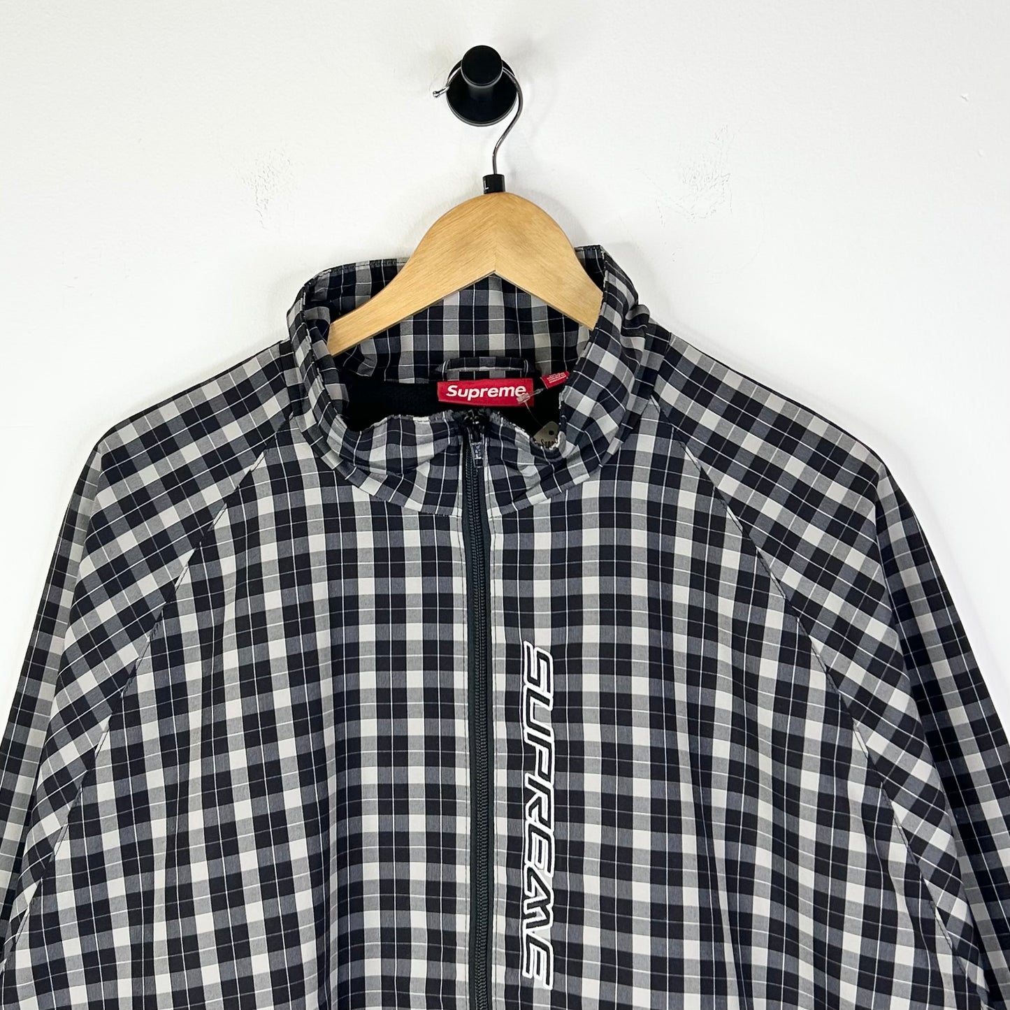 SUPREME PLAID TRACK JACKET BLACK