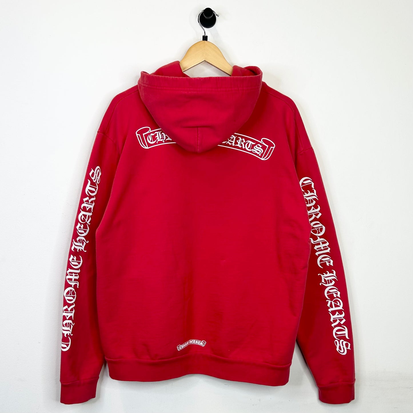 CHROME HEARTS RED SCROLL LOGO HOODIE