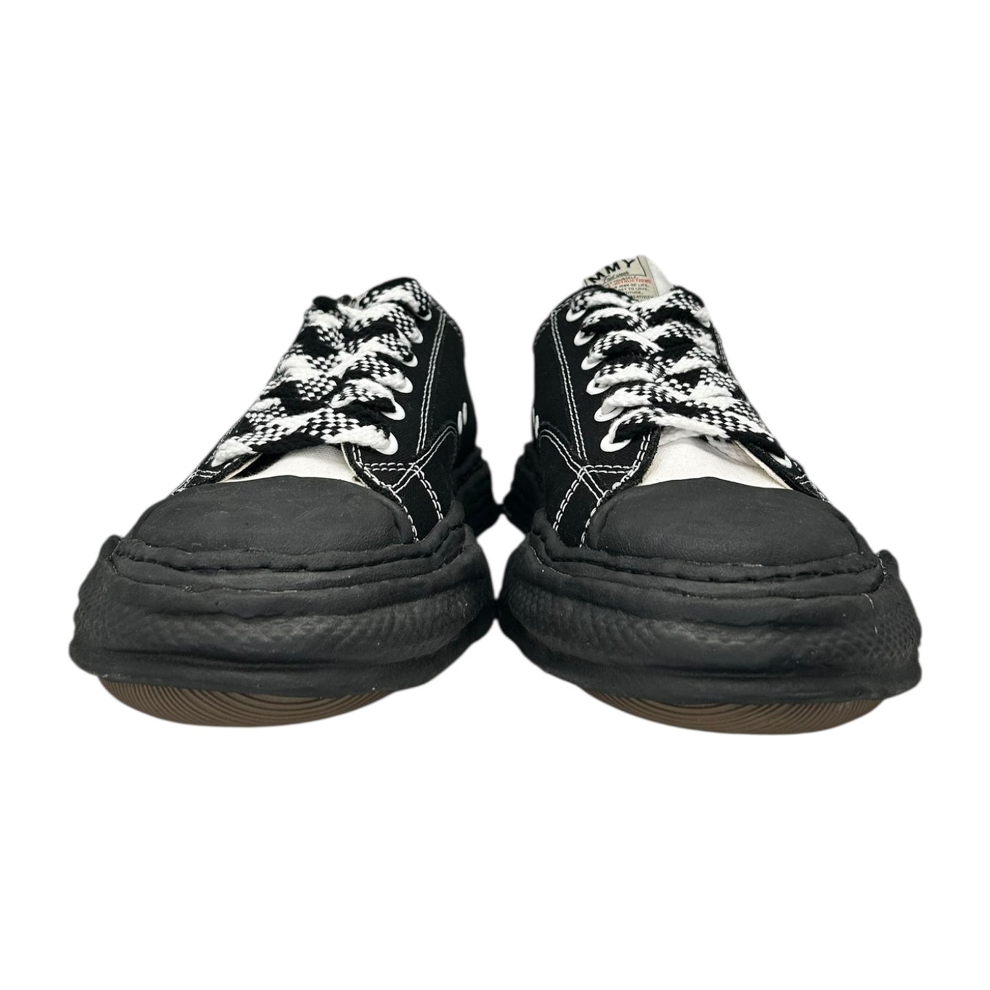 PREOWNED MAISON MIHARA 23 OG SOLE BLACK WHITE CHECKERED LACES