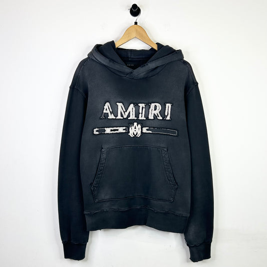 AMIRI DISTRESSED BLACK LOGO HOODIE