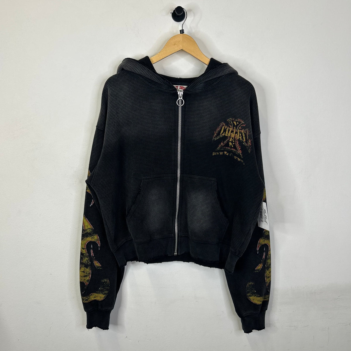 VALE FOREVER REBORN WAFFLE KNIT ZIP UP BLACK
