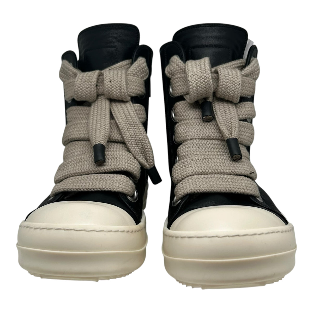 PREOWNED RICK OWENS JUMBOLACE SNEAKERS BLACK MILK