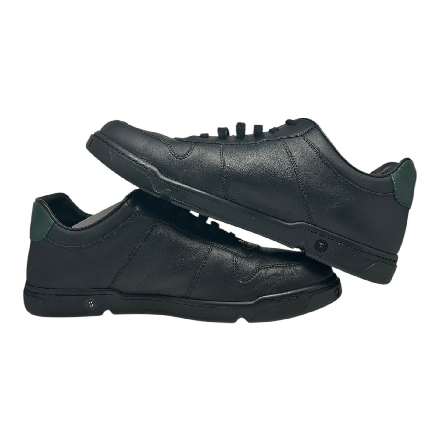 GUCCI INTERLOCKING G LOGO GREEN BLACK LEATHER LOW