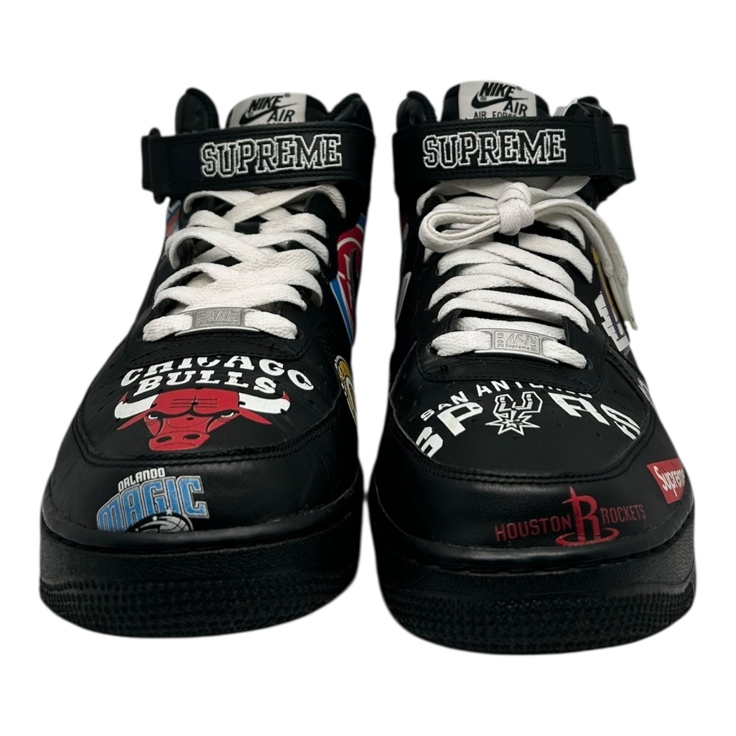 PREOWNED AIR FORCE 1 MID SUPREME NBA BLACK SIZE 11