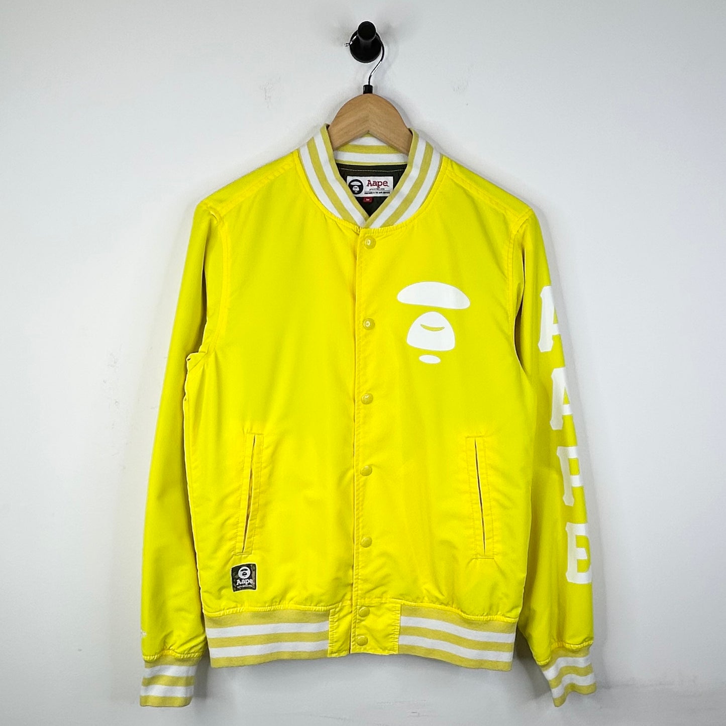 AAPE MOONFACE LOGO BOMBER JACKET YELLOW