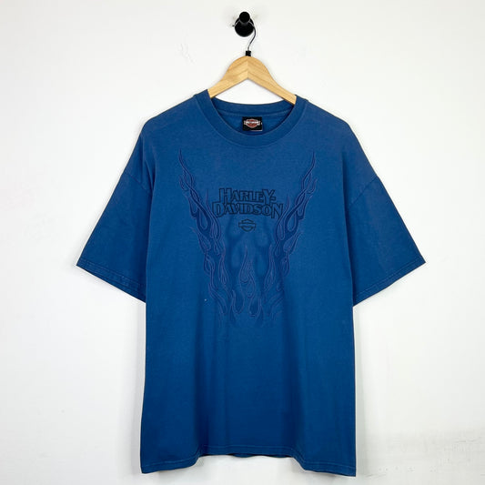 HARLEY DAVIDSON BLUE BIG FLAME TEE