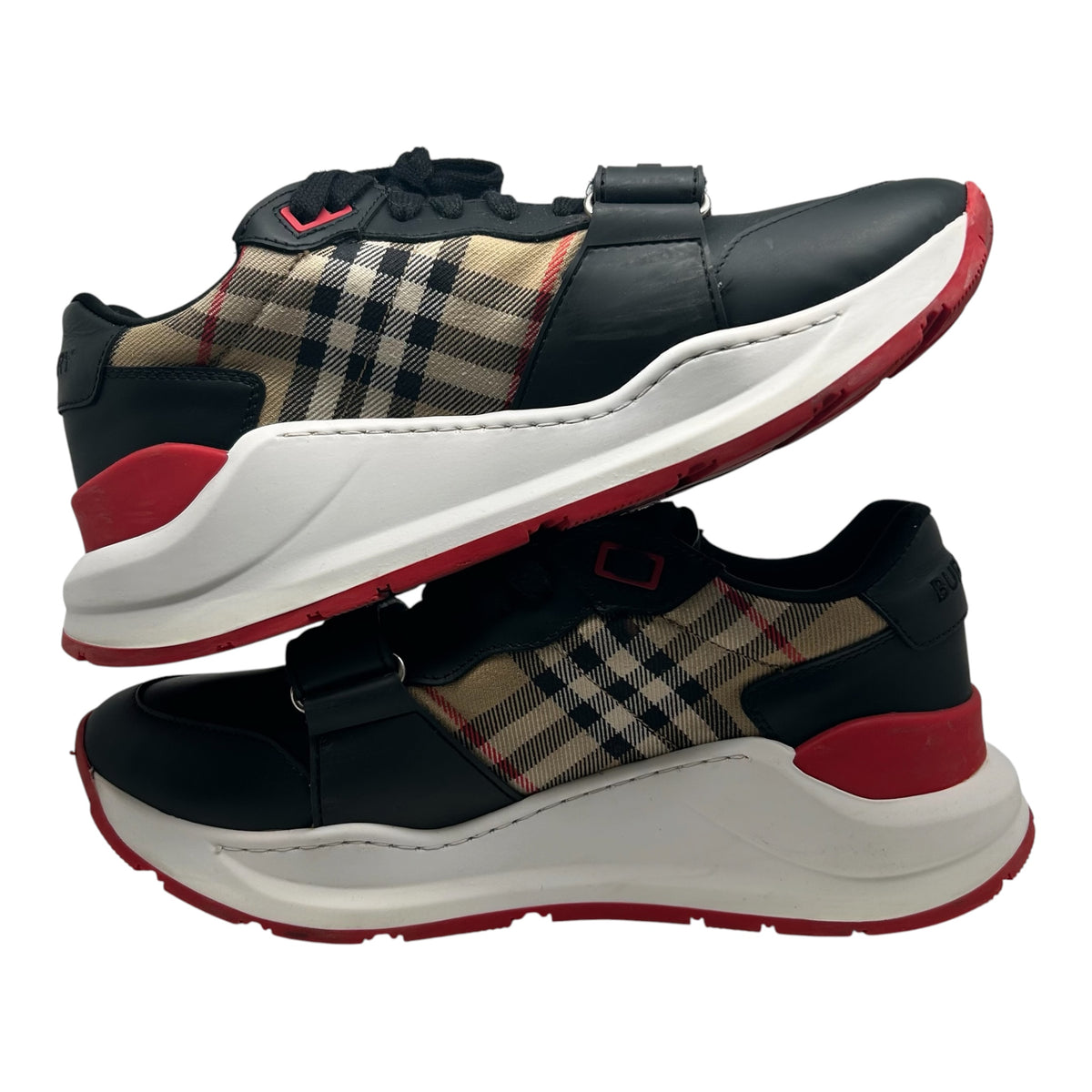 BURBERRY RAMSEY BLACK LEATHER SNEAKERS