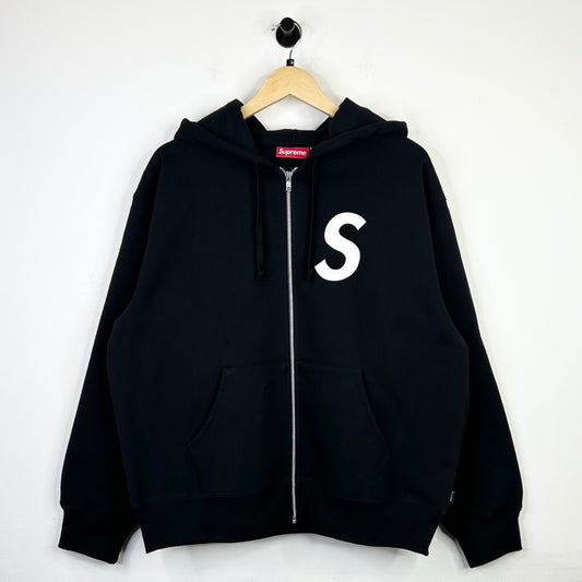 SUPREME S LOGO ZIP UP HOODIE BLACK