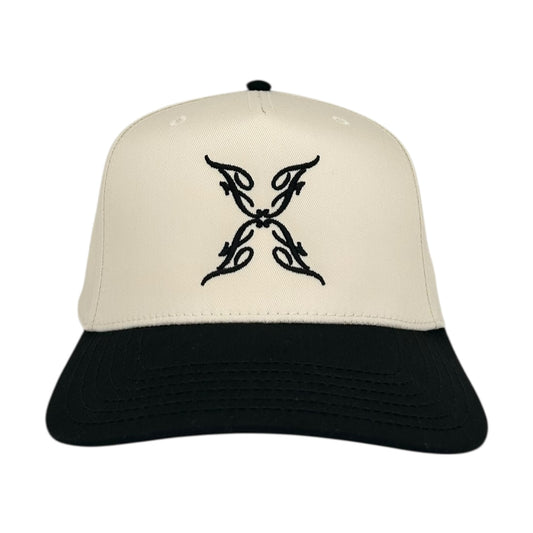 FLASHBACK CREAM BLACK BUTTERFLY EFFECT LOGO SNAPBACK HAT
