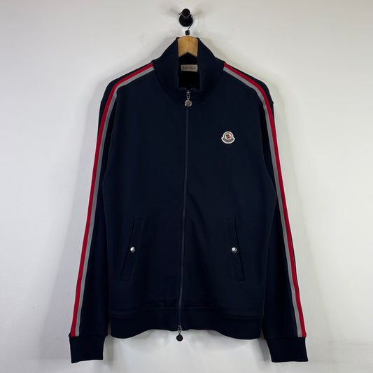 MONCLER NAVY RED WHITE STRIPED ZIP UP