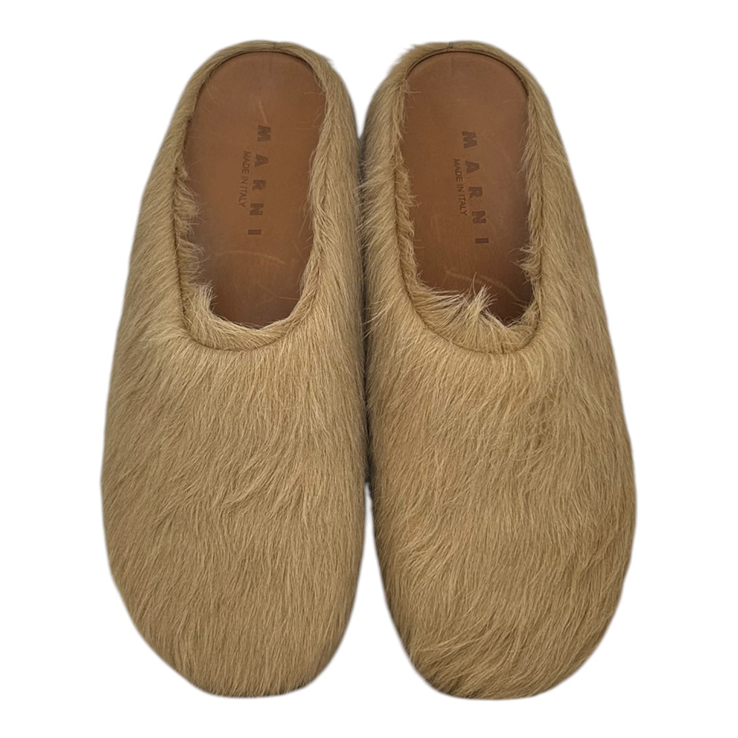 PREOWNED MARNI FUSSBETT BROWN SLIDES