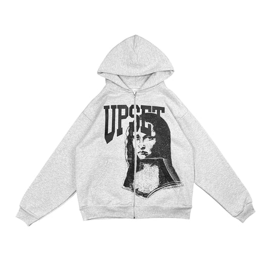FLASHBACK UPSET GREY ZIP-UP HOODIE