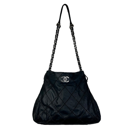 CHANEL EXPANDABLE ZIP AROUND BLACK TOTE