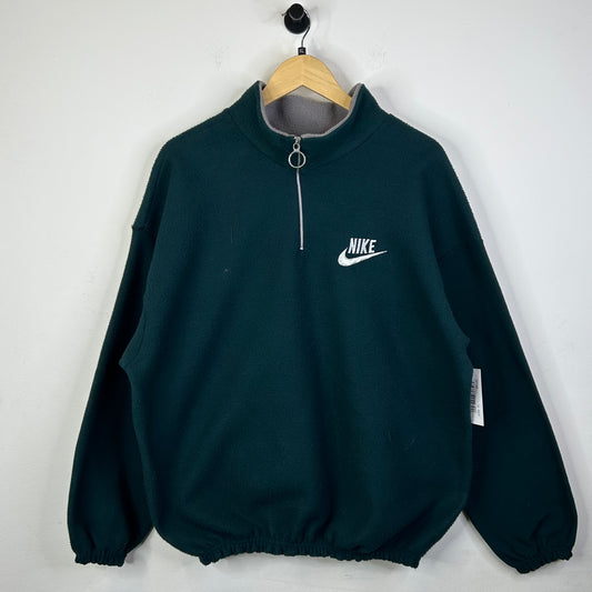 NIKE GREEN FLEECE QUARTER ZIP CHEST LOGO
