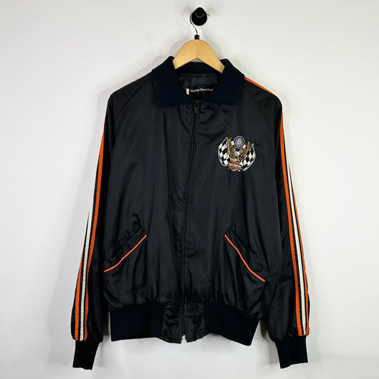 HARLEY DAVIDSON ORANGE STRIPE NYLON BOMBER JACKET