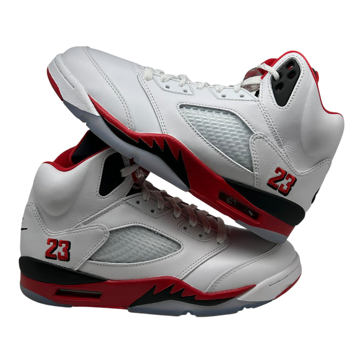 PREOWNED JORDAN 5 RETRO FIRE RED BLACK TONGUE
