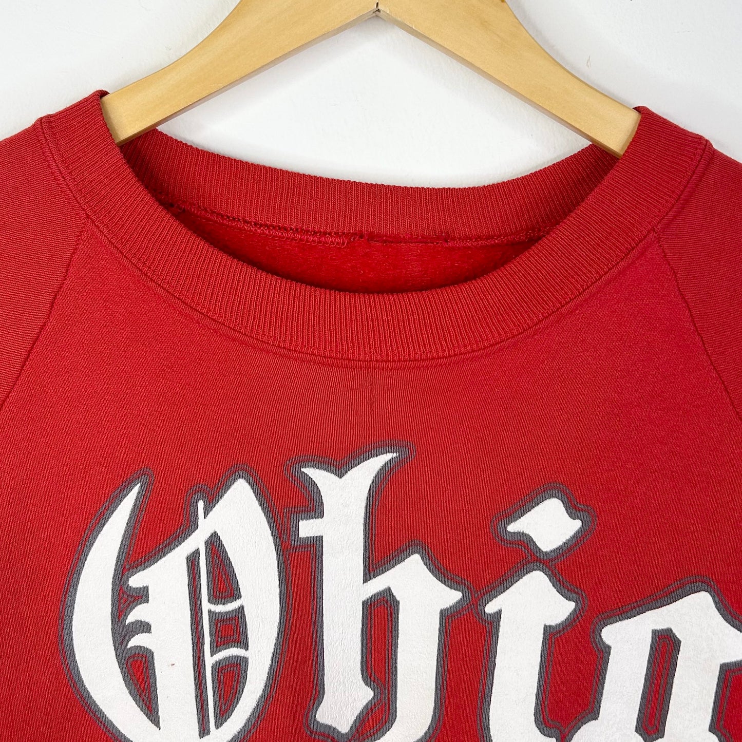 OHIO STATE BUCKEYES OLD ENGLISH RED CREWNECK