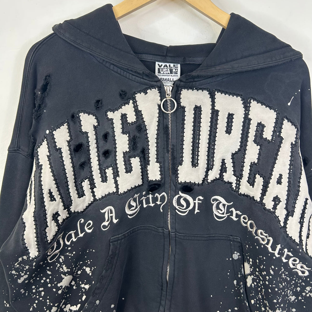 VALE FOREVER PAINT ZIP UP HOODIE BLACK
